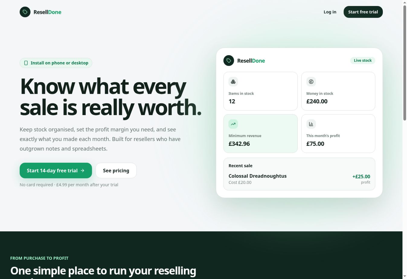 Live ResellDone website